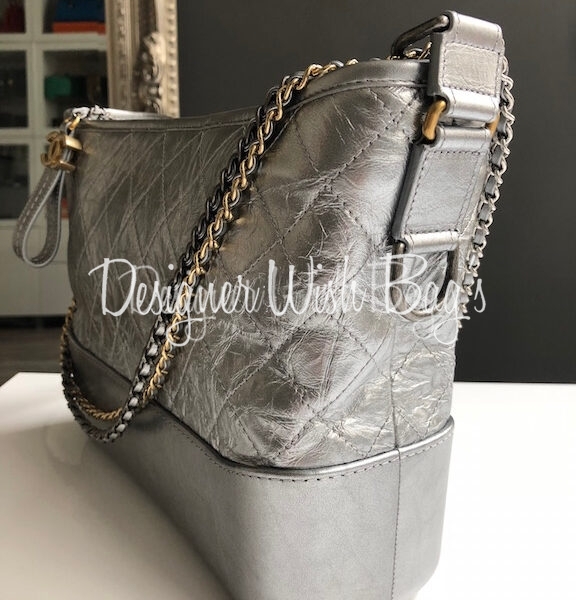 Chanel Silver Quilted calf leather Leather Gabrielle Medium Hobo Bag  Silvery ref.977413 - Joli Closet