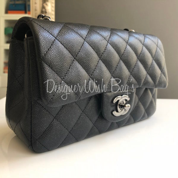 Chanel Mini Black Iridescent Caviar 18C