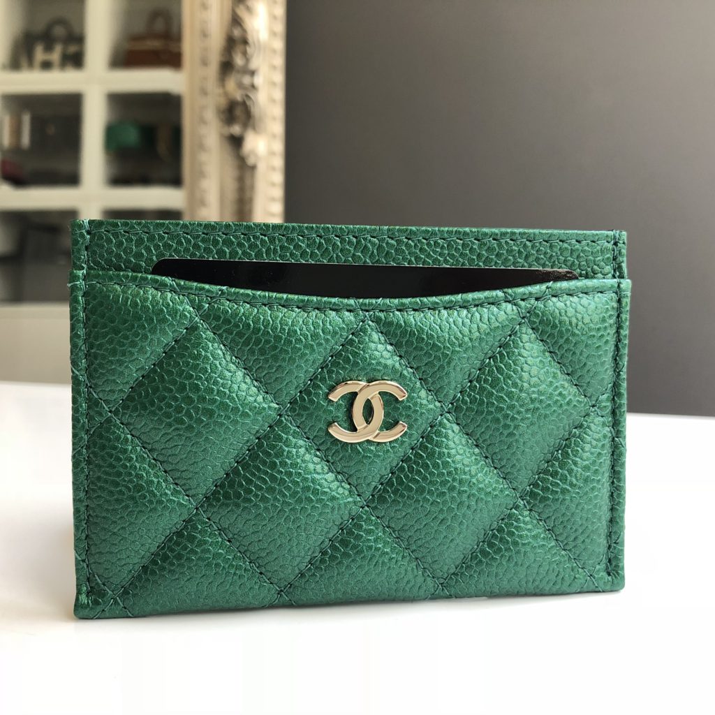 Chanel Emerald Green Card Holder 18S - Designer WishBags