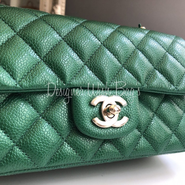 Chanel Quilted Lambskin Green Iridescent Rectangular Mini Single Flap Light  Gold Hardware, 2022 Available For Immediate Sale At Sotheby's