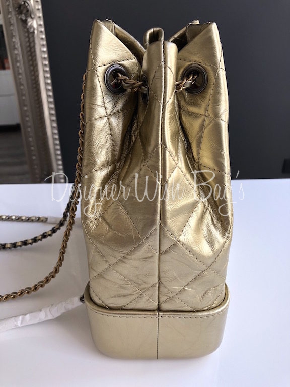 Chanel Gold Quilted Aged Calfskin Small Gabrielle Backpack Gold and Ruthenium Hardware, 2017-2018 (Like New)