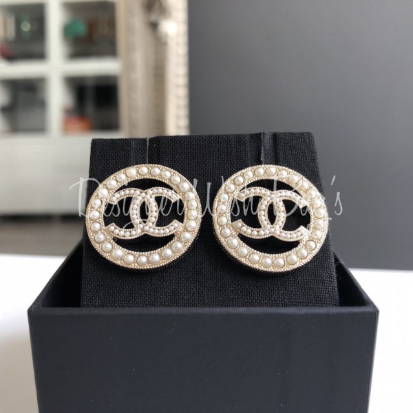 Chanel Round Pearl Earrings - Designer WishBags