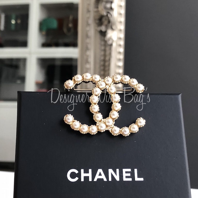 Chanel CC Pearl Brooch New