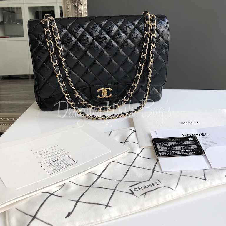 caviar leather chanel flap bag black