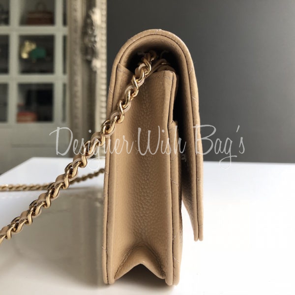 chanel wallet on chain beige