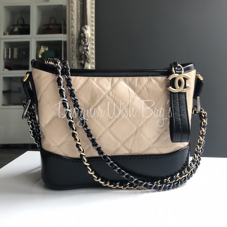 Chanel // 2017 Beige & Black Aged Leather Large Gabrielle Bag – VSP  Consignment
