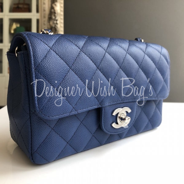 chanel handbags navy blue leather