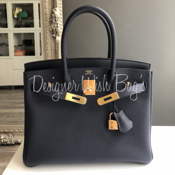 Hermès Birkin 25 Top Handle Bag In Bleu Nuit Togo With Gold Hardware in Blue