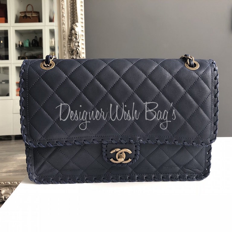 Chanel Single Flap Blue Navy - Designer WishBags