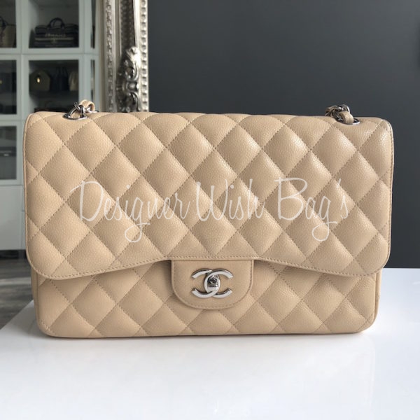 Chanel Jumbo Beige Caviar SHW