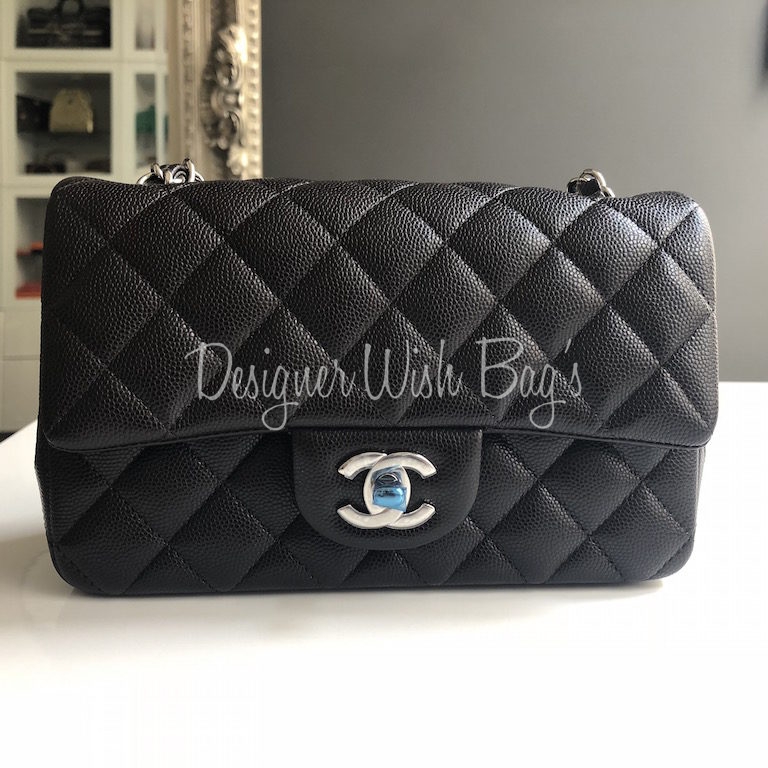 2018 Chanel 18B Dark Navy Caviar mini Classic Flap Rectangle