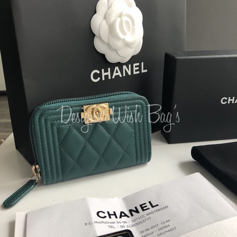 Chanel Wallet Coin Purse Green Boy - Designer WishBags