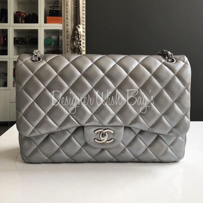 Chanel Jumbo Double Flap Grey-Silver - Designer WishBags