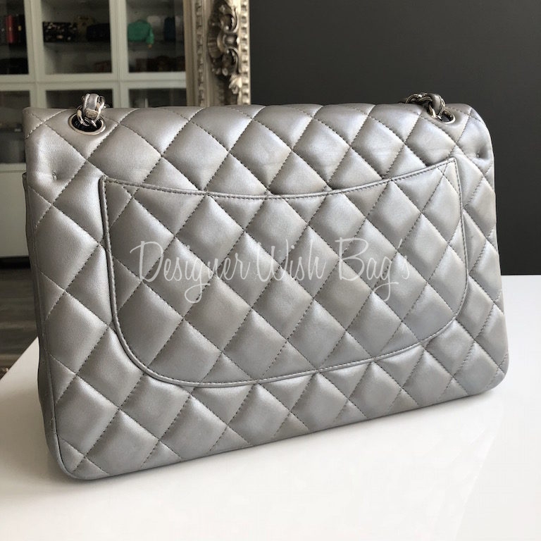 Chanel Slate Grey Quilted Caviar Jumbo Classic Double Flap Bag