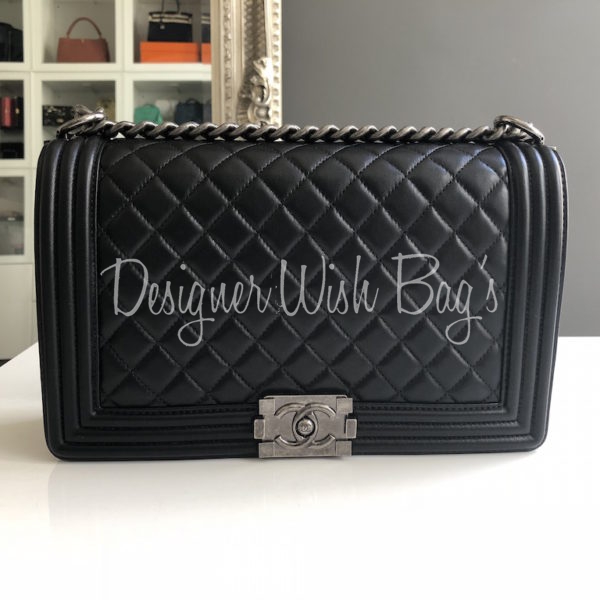 Chanel Boy New Medium Black RHW - Designer WishBags