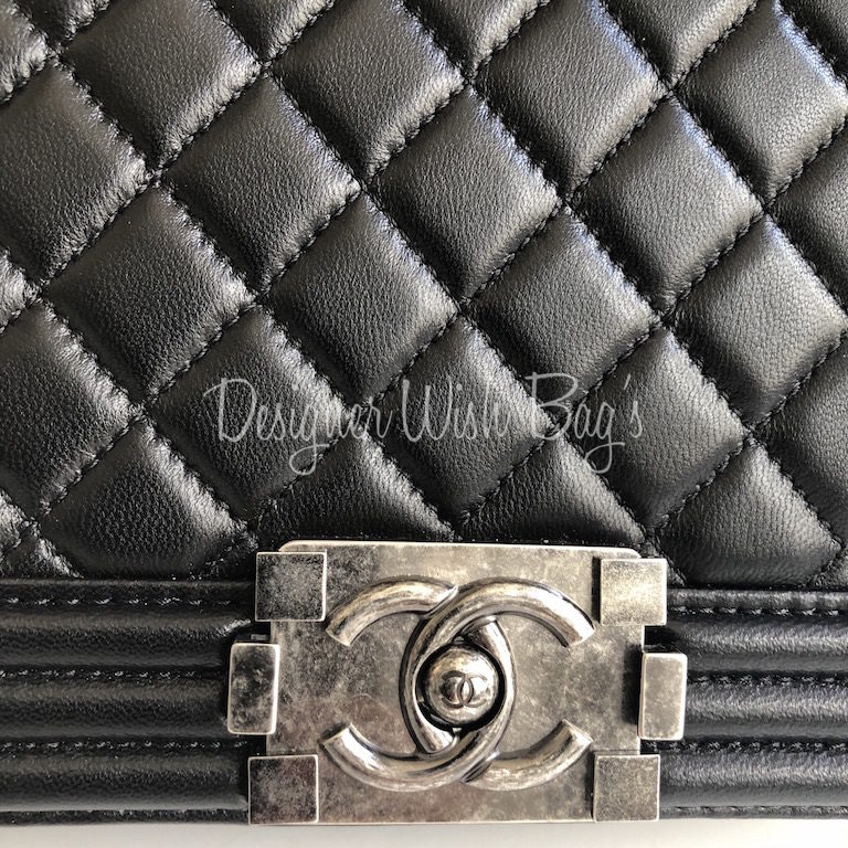 Chanel Boy New Medium Black Lambskin Handbag RHW - Luxury Helsinki