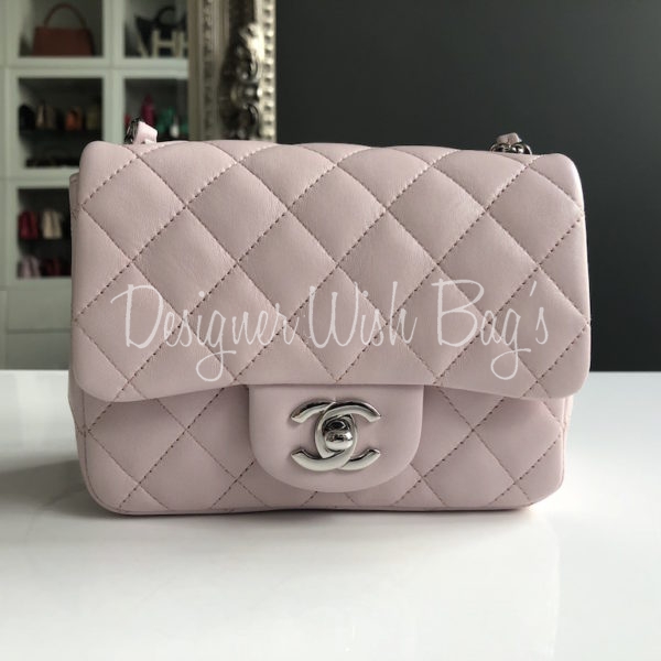 Chanel Pink Iridescent Quilted Lambskin Square Mini Classic Flap