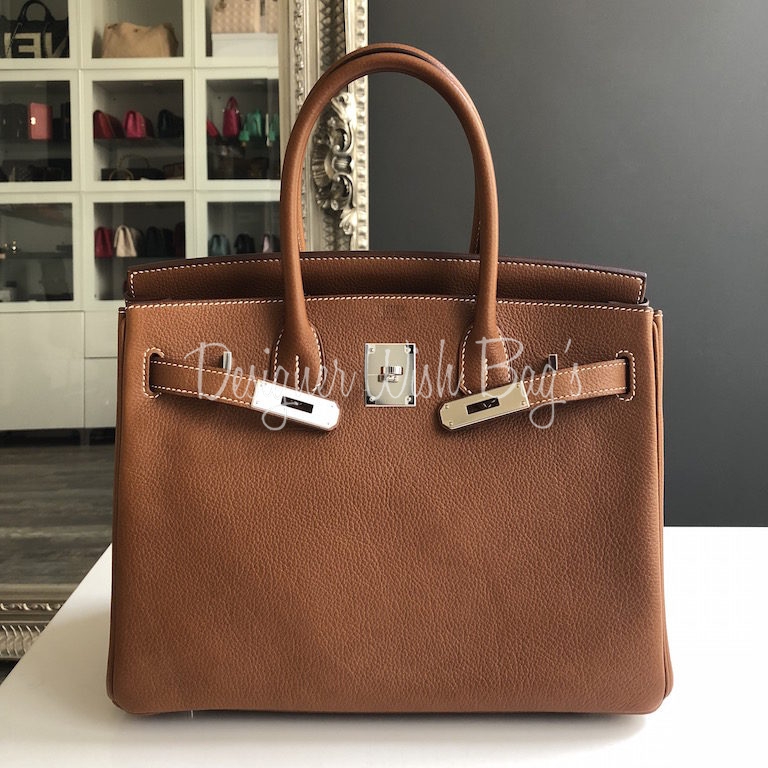 Hermes Birkin 30 Bag Barenia Faubourg Leather with Gold Hardware –  Mightychic