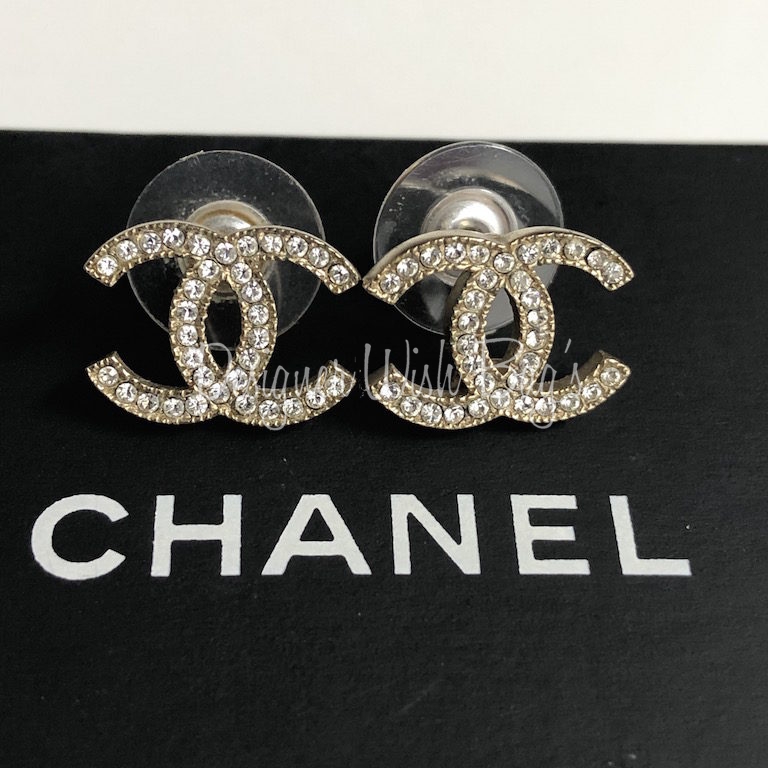 Chanel CC Earrings Rhinestones - Designer WishBags