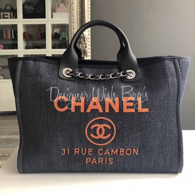 Chanel Deauville Shoulder Bag Denim Blue Chain Handbag New R19
