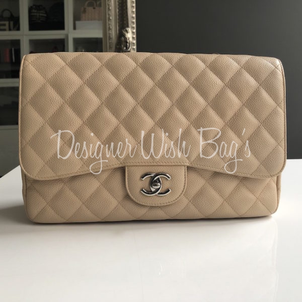 Chanel Jumbo Single Flap Beige SHW - Designer WishBags