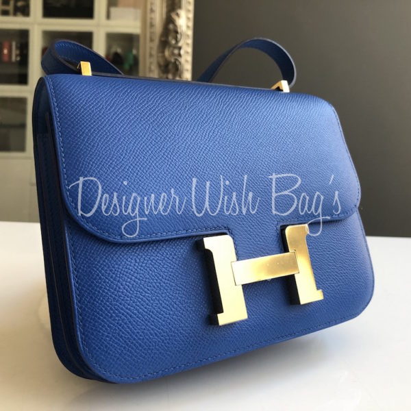 Blue Hermes Clemence Mangeoire Bucket PM – Designer Revival