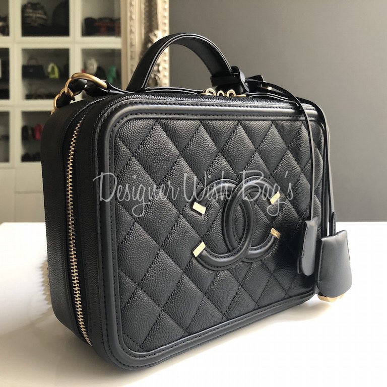 Chanel Classic Vanity Case with Chain Quilted Lambskin Small Black 961731