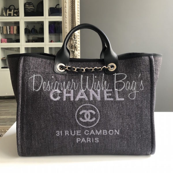 Chanel Deauville Large Black Canvas - Designer WishBags