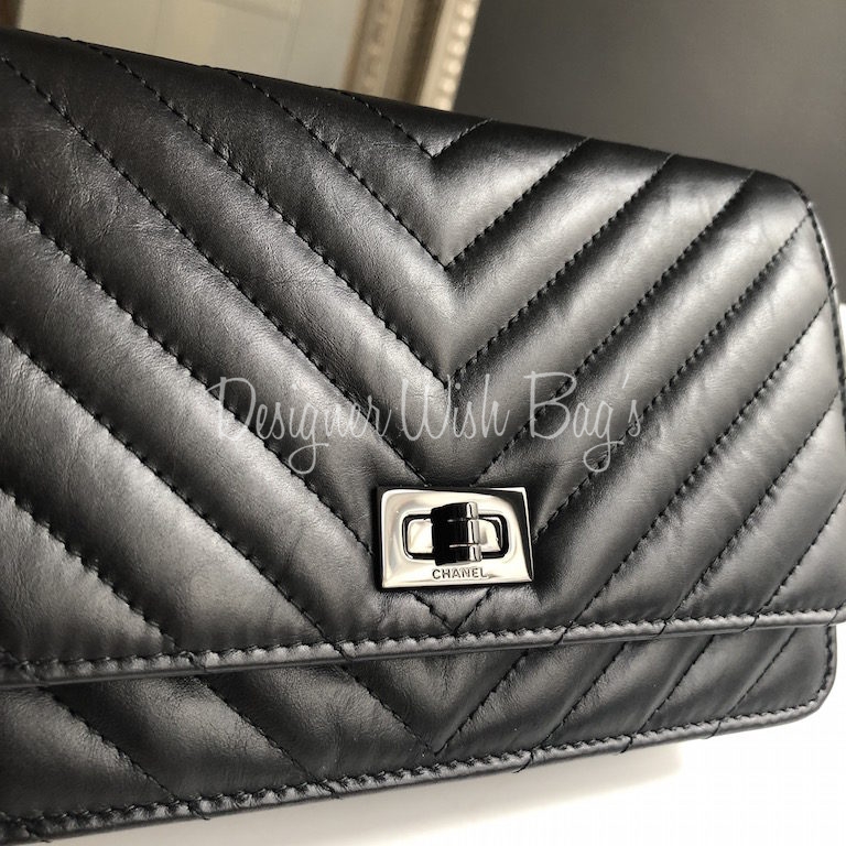 NIB 17K Chanel So Black Calfskin 2.55 Reissue Chevron WOC Wallet on Ch –  Boutique Patina