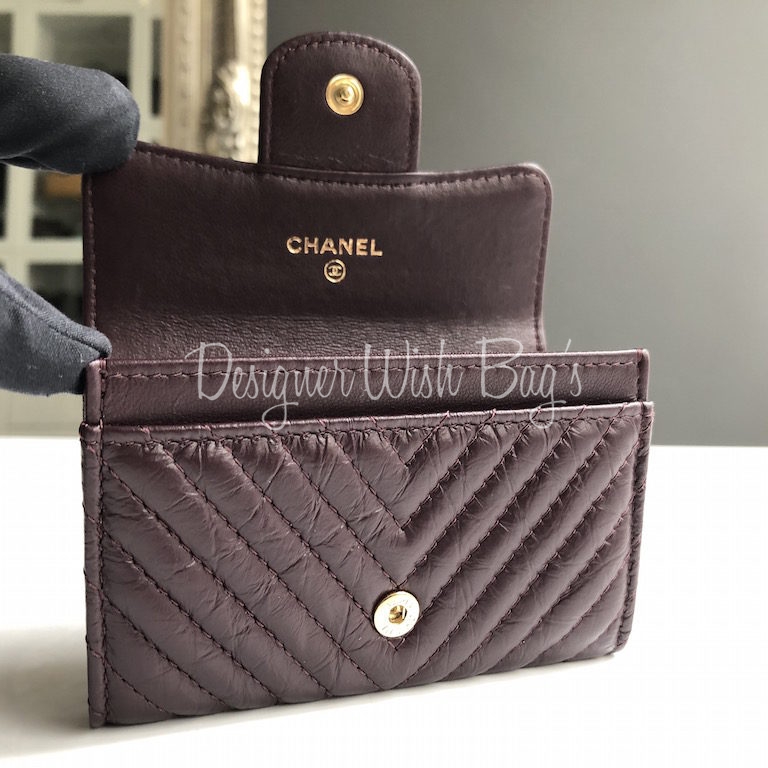 Chanel Grained Leather Classic Flap Card Holder Yellow