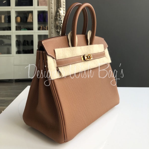Hermes Birkin 25 Bag Gold Togo Leather Gold Hardware Iconic Neutral •  MIGHTYCHIC • 