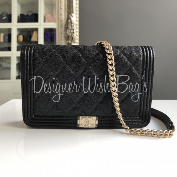 CHANEL Timeless WOC Patent Leather Wallet on Chain Shoulder Bag Black