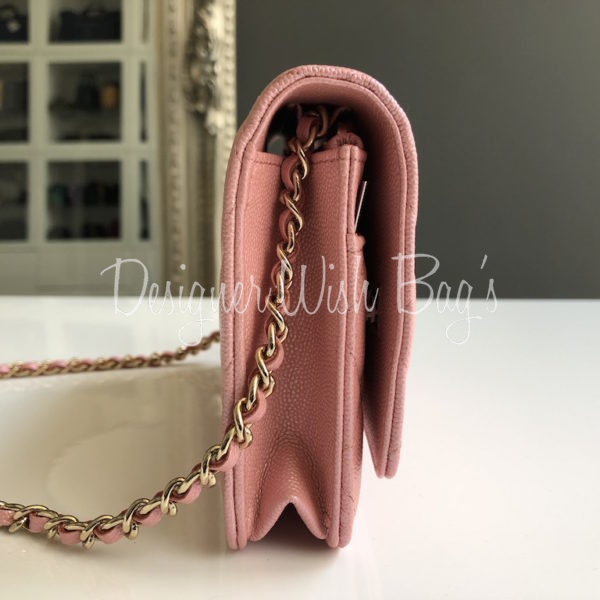 Chanel Card Holder on Chain Light Pink 22c Caviar ~ Unboxing & Review 