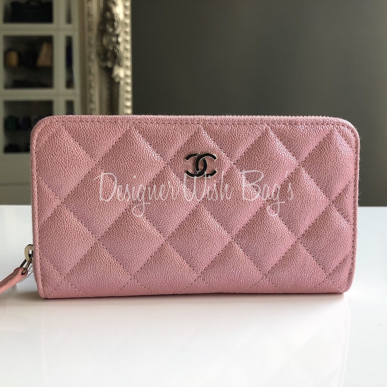 Chanel 19s Iridescent Pink Key card Holder, Women's Fashion, Bags