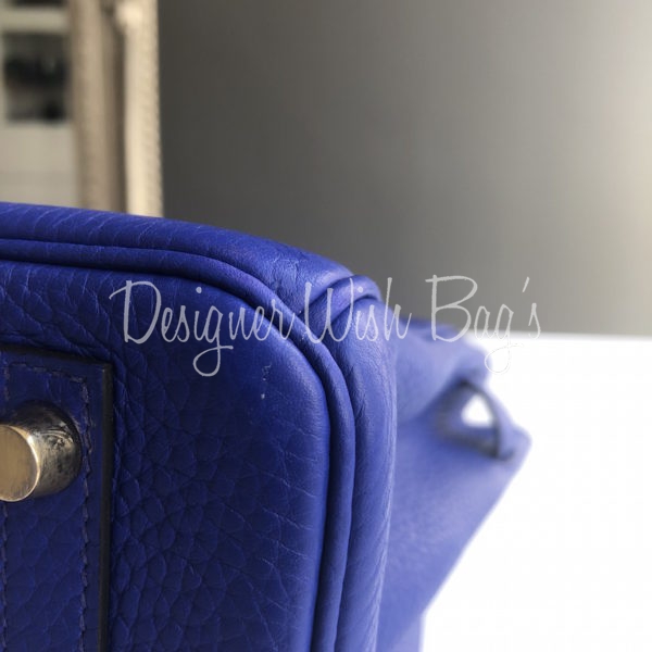 Hermes Birkin bag 30 Blue hydra Clemence leather Silver hardware