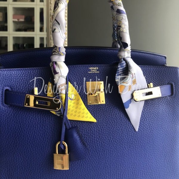 Birkin 30 leather handbag Hermès Blue in Leather - 32425732