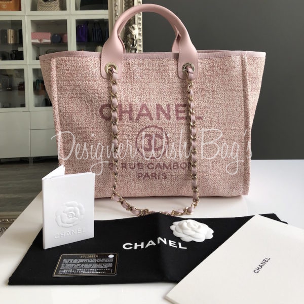 chanel pink fabric bag
