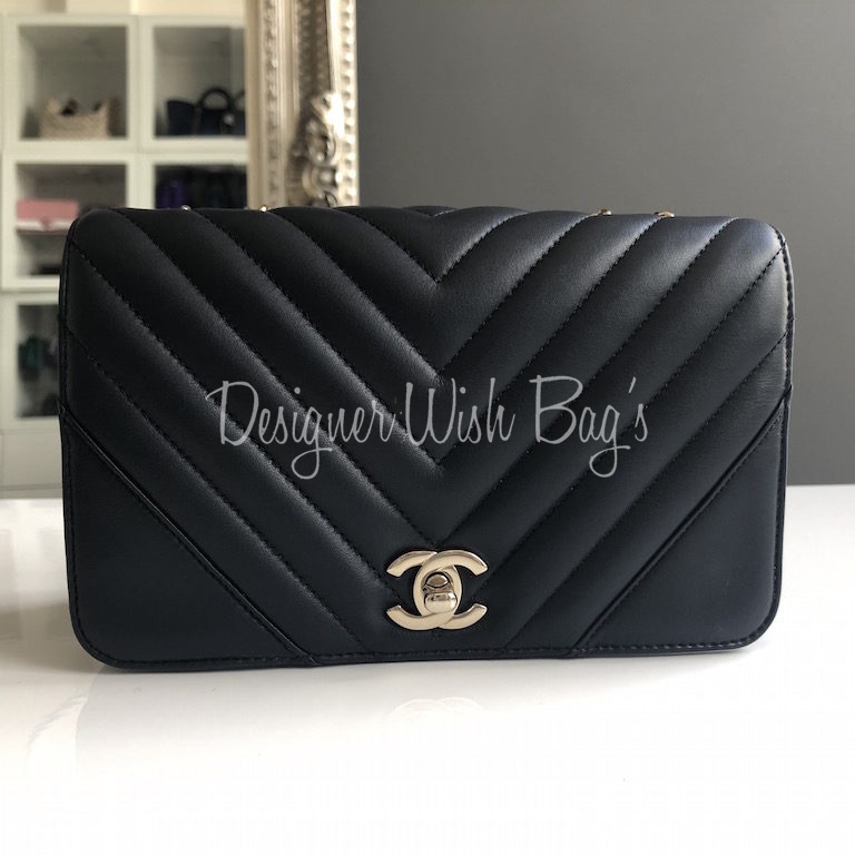 Chanel Mini Flap Blue Chevron - Designer WishBags