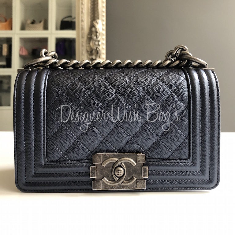 Chanel Boy Blue Caviar Small - Designer WishBags