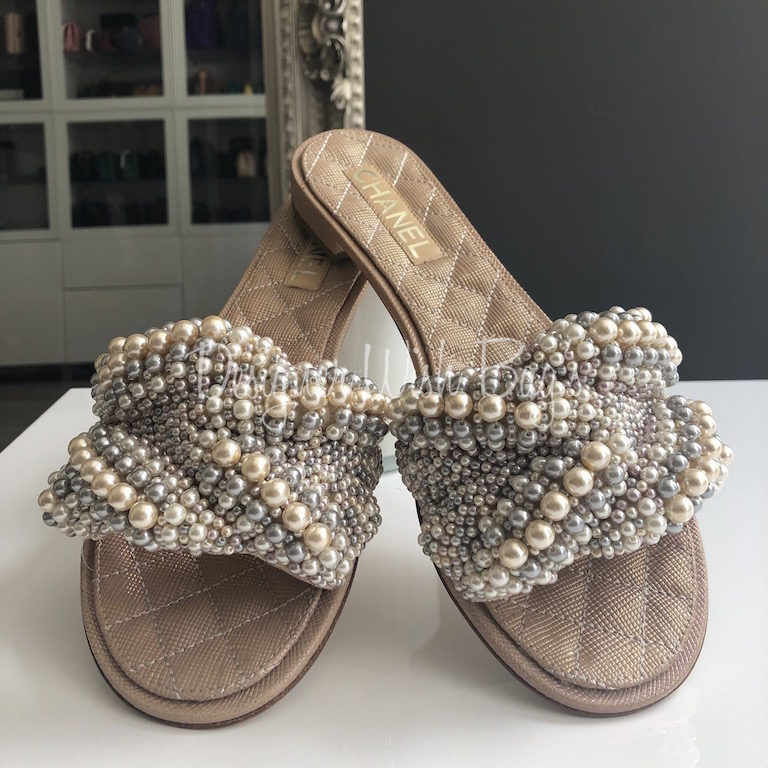 Chanel Pearl Sandals - 12 For Sale on 1stDibs