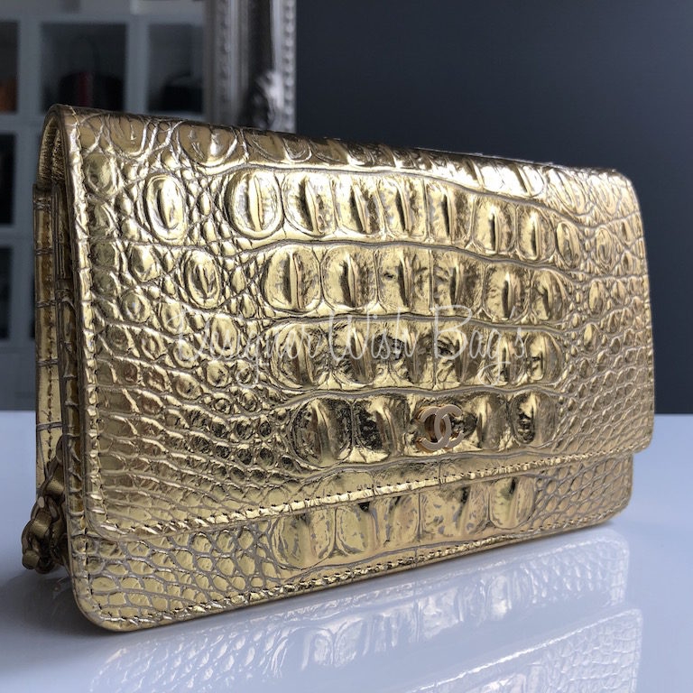 Chanel WOC Croco Embossed Gold 19A - Designer WishBags