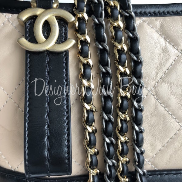 Chanel Black Chevron Calfskin Small Gabrielle Hobo Bag Gold and Ruthenium Hardware, 2019 (Like New)