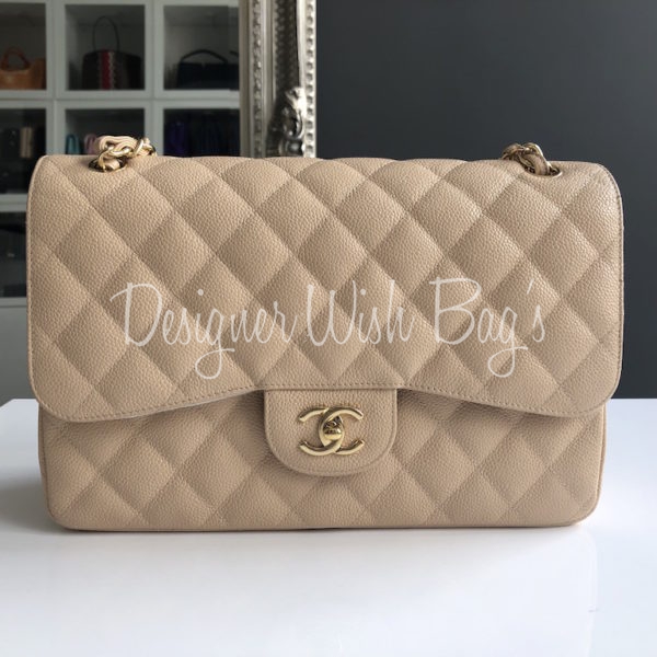 Chanel Jumbo Beige Caviar GHW Designer WishBags