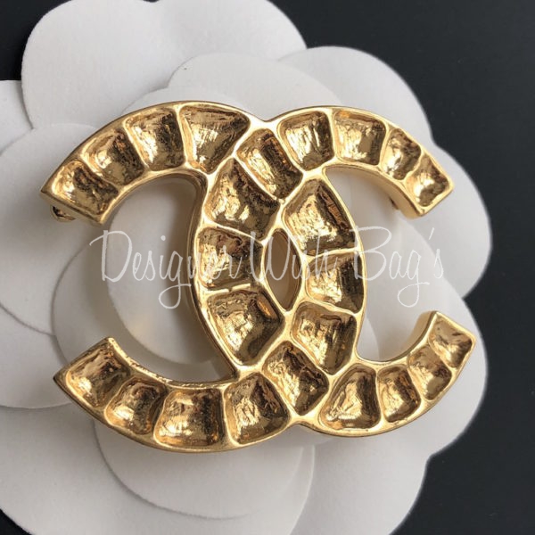 Chanel Gold Metal, Strass Coco CC Logo Brooch, 2022, Contemporary Jewelry (Like New)