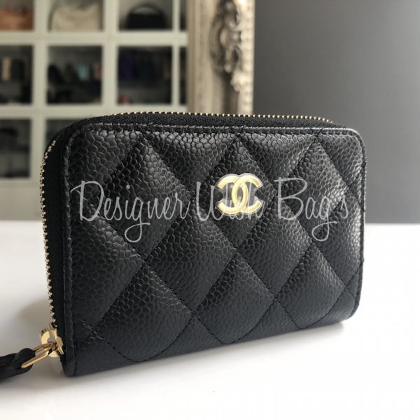 Chanel Mini Zip Wallet in Black Caviar and Goldhardware