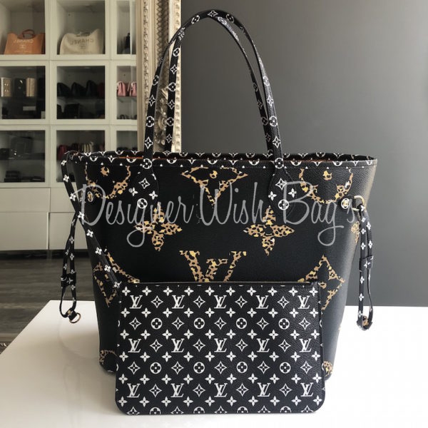 NEW Louis Vuitton Neverfull MM Giant Monogram Jungle Black and Caramel  Limited
