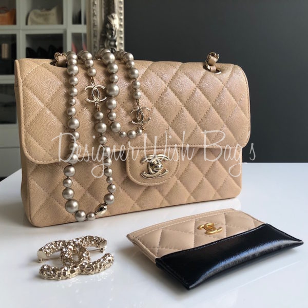 NIB 19S Chanel Iridescent Beige Medium Caviar Classic Flap Bag GHW –  Boutique Patina