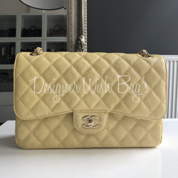 Chanel Yellow Caviar Leather Jumbo Single Flap Bag