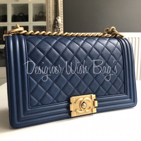 Chanel Boy Blue Caviar 17A - Designer WishBags