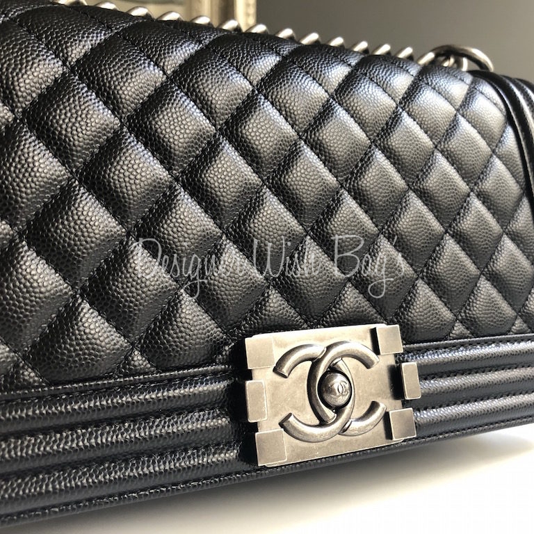 Chanel Boy Medium Black Caviar - Designer WishBags